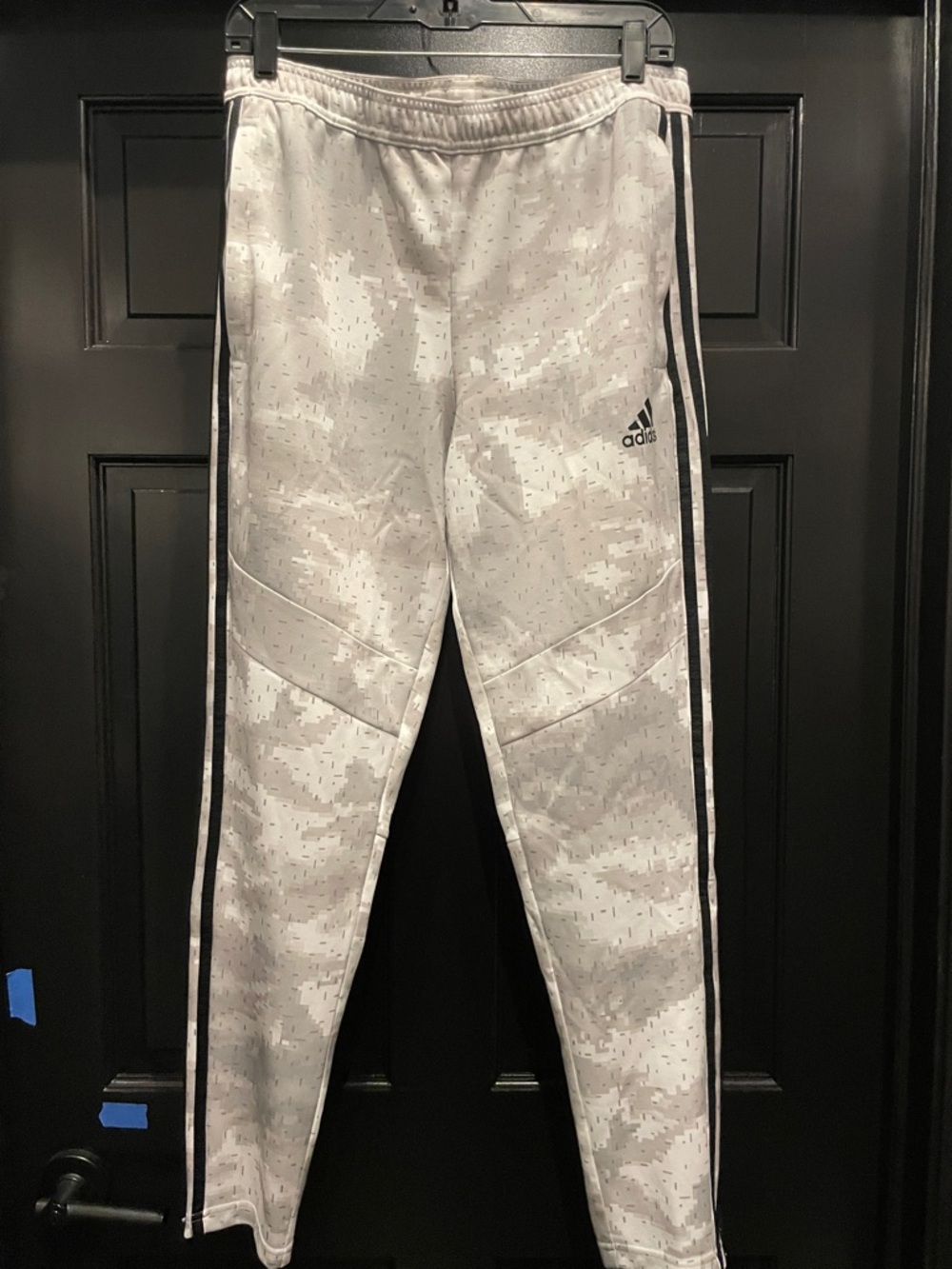 adidas Light Gray Camo Joggers with Black Side Stripes